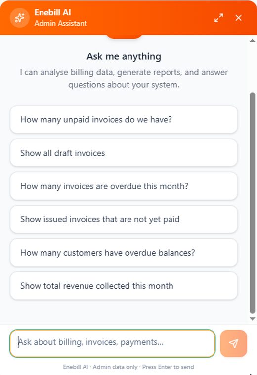 Enebill AI assistant answering billing questions